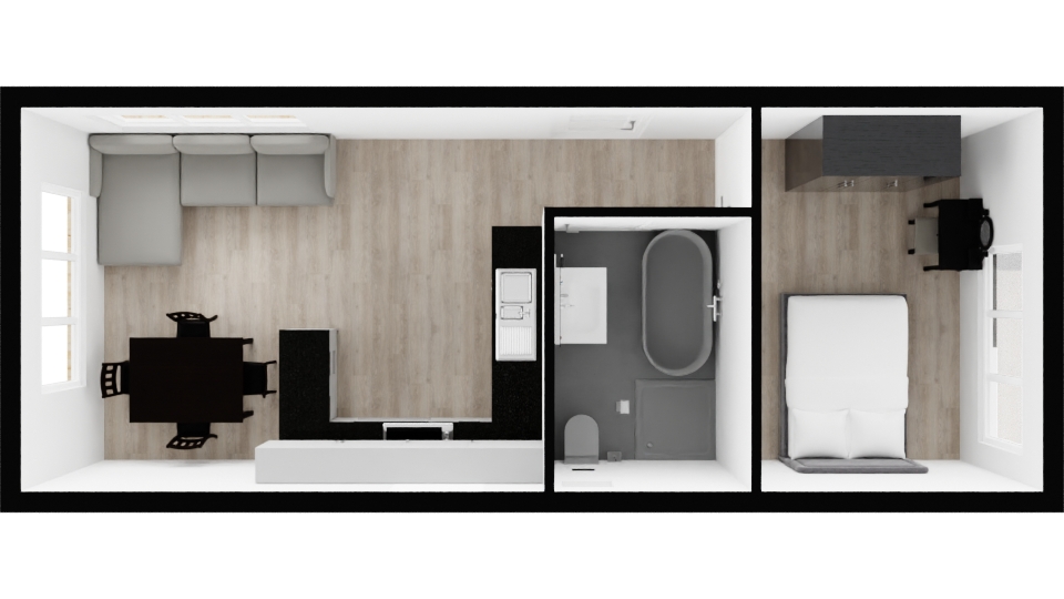 40 m² with one bedroom