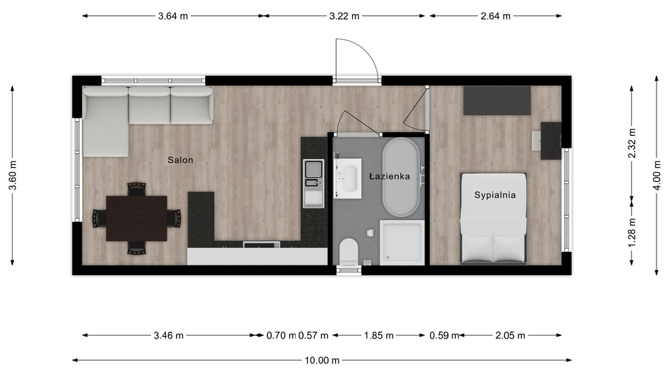 40 m² with one bedroom(plan)